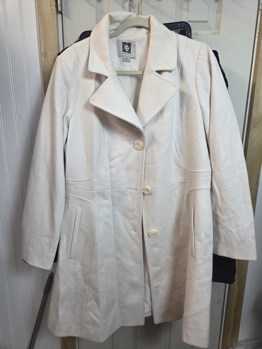 Anne Klein Cream Single-Breasted Trench Coat